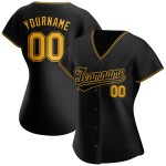 Custom Baseball Authentic Schwarzes Trikot Gold-Schwarz