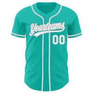 Jersey Aqua Custom Baseball Weiß-Grau Authentic