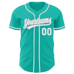Jersey Aqua Custom Baseball Weiß-Grau Authentic