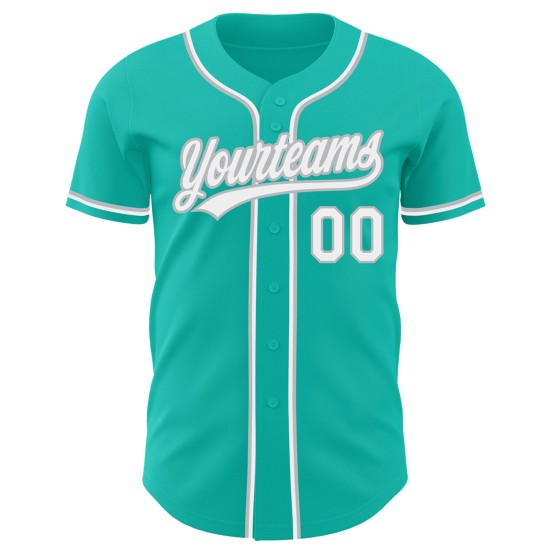 Jersey Aqua Custom Baseball Weiß-Grau Authentic
