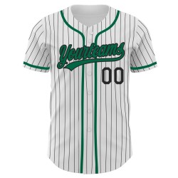 Baseball Jersey Kelly Weiß Schwarz Custom Grün Authentic Nadelstreifen