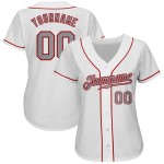 Jersey Weiß Baseball Authentic Grau-Rot Custom