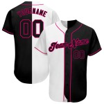 Rosa Authentic Baseball Custom Fashion Weiß-Schwarz Jersey Split