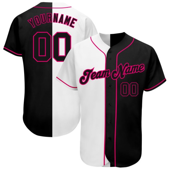 Rosa Authentic Baseball Custom Fashion Weiß-Schwarz Jersey Split