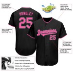 Pink-Weiß Custom Authentic Jersey Baseball Schwarz