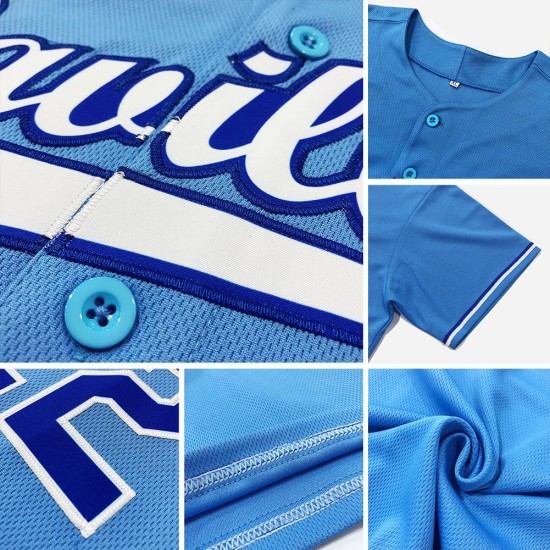 Weiß-Rot Baseball Blau Jersey Authentic Light Custom