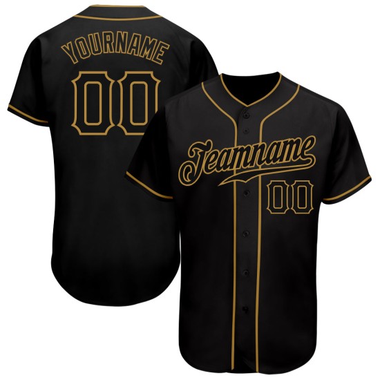 Baseball Schwarzes Trikot Gold Authentic Custom Schwarz-Old