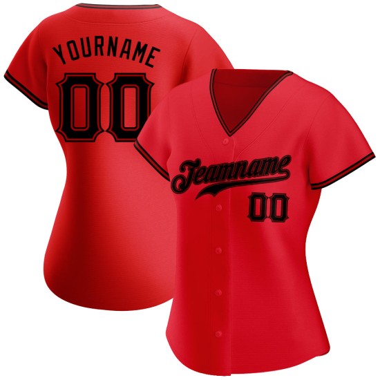Authentisches rotes schwarzes benutzerdefiniertes Baseball-Trikot