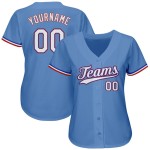 Weiß-Rot Baseball Blau Jersey Authentic Light Custom