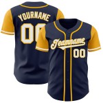 Tone Baseball Authentic Jersey Weiß-Gold Zwei Custom Navy