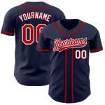 Benutzerdefiniertes authentisches Marineblau-Rot-Weiß-Baseballtrikot