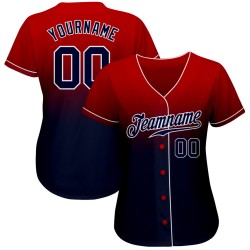 Baseball Rot Jersey Fashion Fade Navy-Weiß Custom Authentic