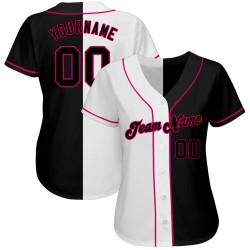 Rosa Authentic Baseball Custom Fashion Weiß-Schwarz Jersey Split