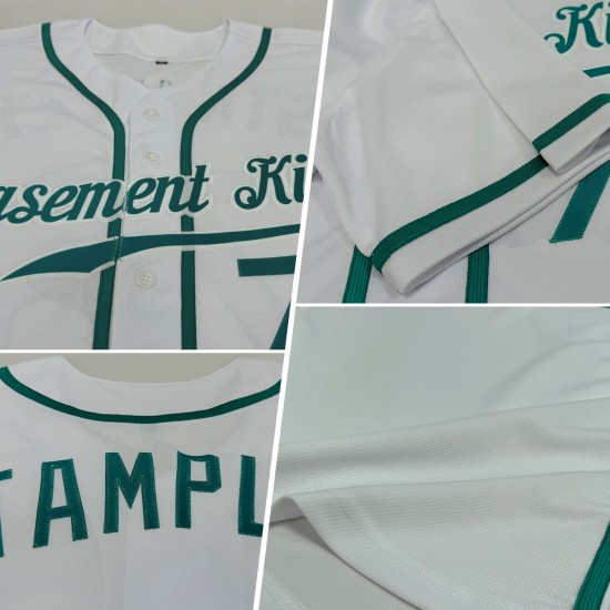 Teal Custom Weiß Authentic Jersey Baseball