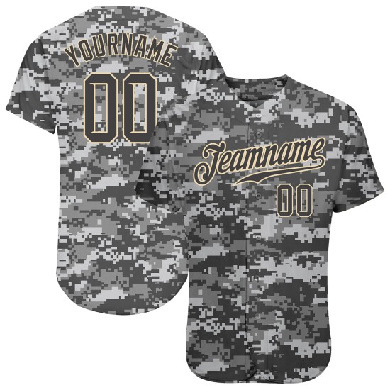 Jersey Steel Camo Authentic bis Grau-Creme Custom Baseball Salute Service