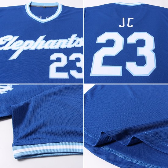 White-Light Jersey Baseball Royal Rib-Strick Custom Blue Authentic Throwback Shirt