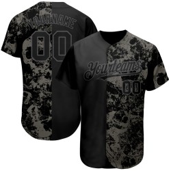 Grau Schwarz Stahl 3D Schädel Jersey Authentische Custom Baseball Mode