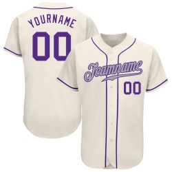 Authentisches Creme Jersey Baseball Lila-Grau Custom