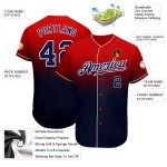 Baseball Rot Jersey Fashion Fade Navy-Weiß Custom Authentic