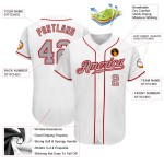 Jersey Weiß Baseball Authentic Grau-Rot Custom