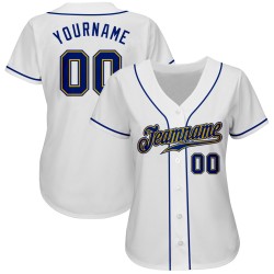 Royal-Gold Authentic White Custom Baseball-Trikot