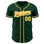 Authentisches Trikot Custom Gold-Weiß Baseball Grün