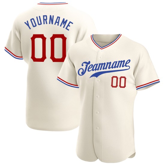 Red-Royal Baseball Custom Authentic Cremefarbenes Trikot