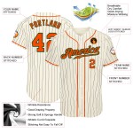 Custom Baseball Orange-Grün Creme Nadelstreifen Authentic Jersey Navy