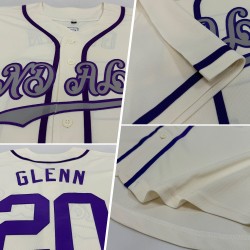 Authentisches Creme Jersey Baseball Lila-Grau Custom