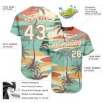 Baseball Hawaii Design Gold 3D Weiß-Alt Jersey Cartoon Bäume Authentische Muster Custom Palm Aqua