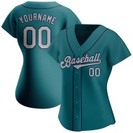 Baseball Custom Teal Jersey Grau-Marineblau Authentic