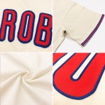Throwback Authentic Rot-Schwarz Baseball Rib-Strick Jersey Creme Shirt Custom