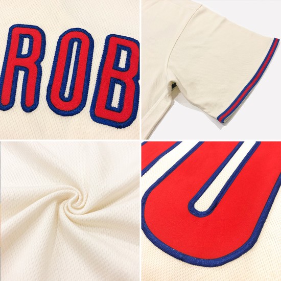 Throwback Authentic Rot-Schwarz Baseball Rib-Strick Jersey Creme Shirt Custom
