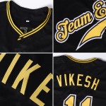 Custom Baseball Authentic Schwarzes Trikot Gold-Schwarz