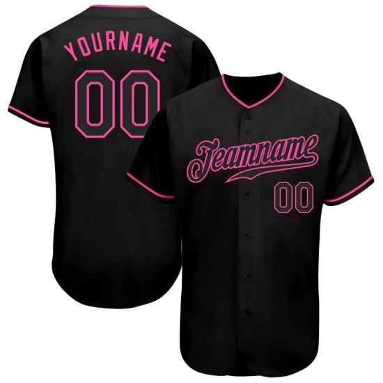 Baseball Schwarz-Rosa Trikot Custom Schwarz Authentic