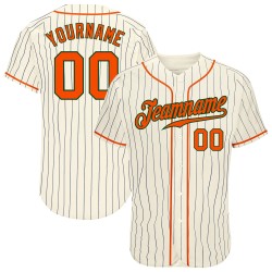 Custom Baseball Orange-Grün Creme Nadelstreifen Authentic Jersey Navy