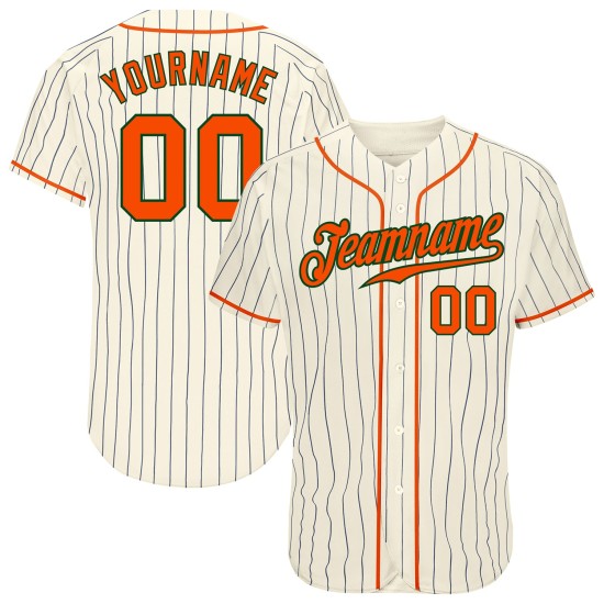 Custom Baseball Orange-Grün Creme Nadelstreifen Authentic Jersey Navy