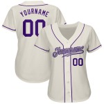 Authentisches Creme Jersey Baseball Lila-Grau Custom
