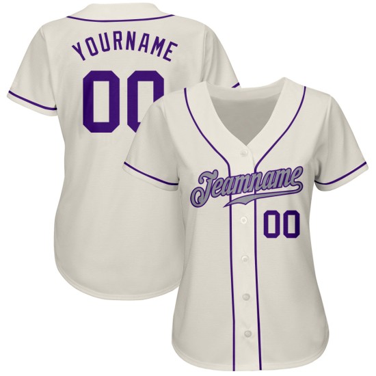 Authentisches Creme Jersey Baseball Lila-Grau Custom