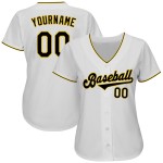 Weiß-Schwarz-Gold Authentic Custom Baseball Jersey