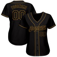 Baseball Schwarzes Trikot Gold Authentic Custom Schwarz-Old