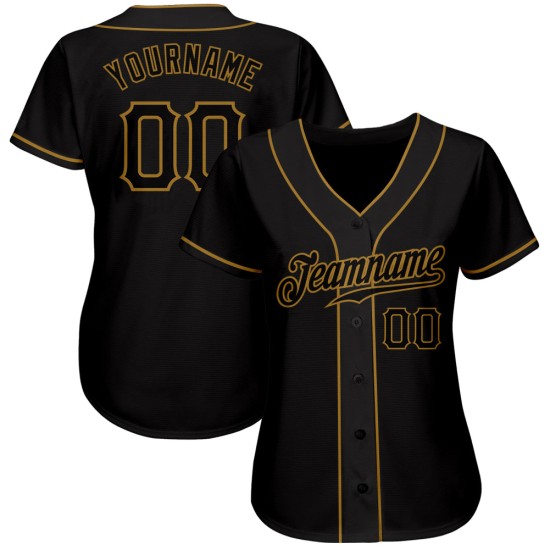 Baseball Schwarzes Trikot Gold Authentic Custom Schwarz-Old
