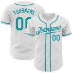 Teal Custom Weiß Authentic Jersey Baseball