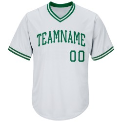 Baseball Custom Grün Throwback Rippstrick Kelly Authentic Shirt Jersey Weiß