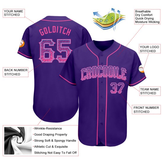Custom Jersey Blau Baseball Fashion Lila Authentic Drift Pink-Light
