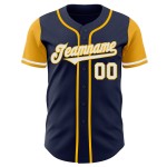 Tone Baseball Authentic Jersey Weiß-Gold Zwei Custom Navy