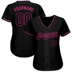 Baseball Schwarz-Rosa Trikot Custom Schwarz Authentic