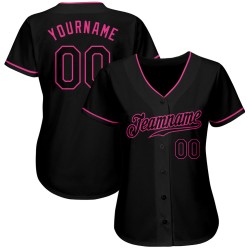 Baseball Schwarz-Rosa Trikot Custom Schwarz Authentic