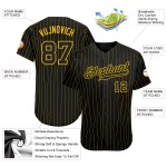 Jersey Pinstripe Gold Authentic Baseball Schwarz Schwarz-Gold Custom