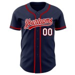 Benutzerdefiniertes authentisches Marineblau-Rot-Weiß-Baseballtrikot